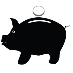 Black pig piggy bank icon #1