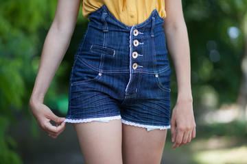 Obraz na płótnie Canvas Close up of trendy shorts