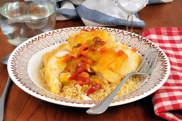 Cabillaud au curry et boulgour
