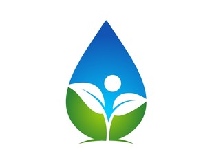 logo symbol icon water drop and plant