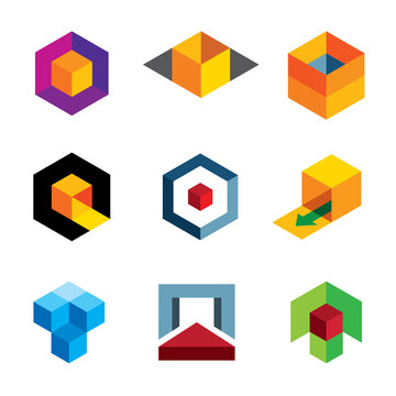 Creative 3d cube for professional company logo icon