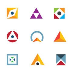 Geometric shape triangle circle and cube combination logo icon