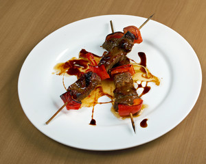Shashlik (shish kebab) .veal and peppers