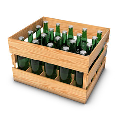 wooden box with bottles
