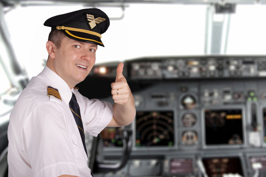 Pilot in aircraft cockpit