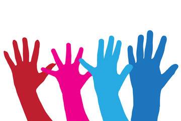 Obraz premium Colour vector silhouettes of hands.