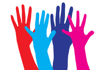 Colour vector silhouettes of hands.