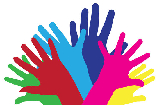 Colour vector silhouettes of hands.