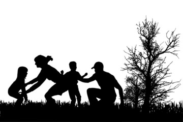 Vector silhouette of family.