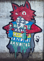 A colorful graffity of fox 