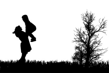 Vector silhouette of family.