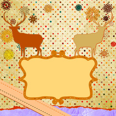 Christmas deer and snowflake. EPS 8