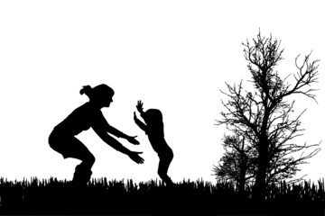 Vector silhouette of family.