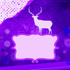 Santa Claus Deer vintage Christmas card. EPS 8