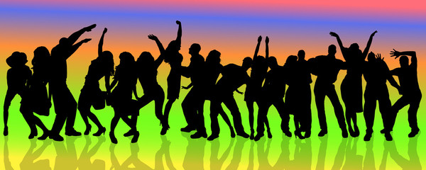 Obraz na płótnie Canvas Vector silhouette of people who dance.