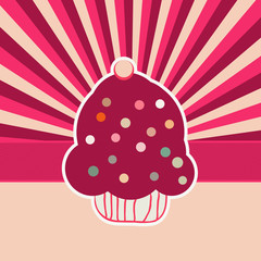 Retro Label With Cupcake With Vintage. EPS 8