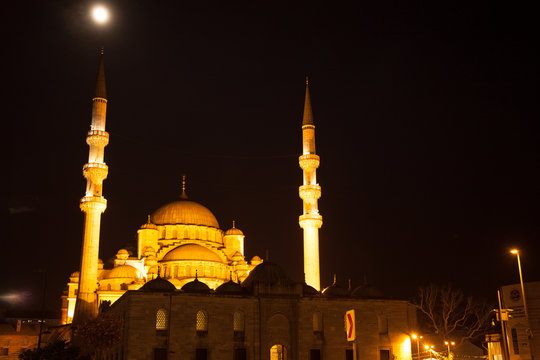 New mosque at night in Istanbul