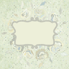 Pink vintage card with rose. EPS 8