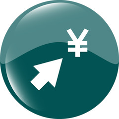 Yen currency symbol and arrow web button icon