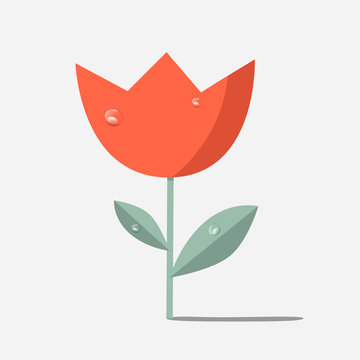 Retro Red Flower Tulip Illustration