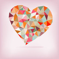 Naklejka na ściany i meble Retro heart made from color triangles. + EPS8