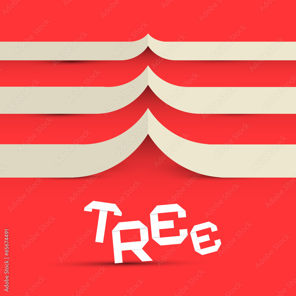 Poster paper tree vector symbol on red background