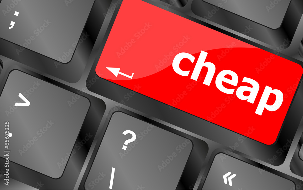 Poster cheap word on keyboard key, notebook computer button