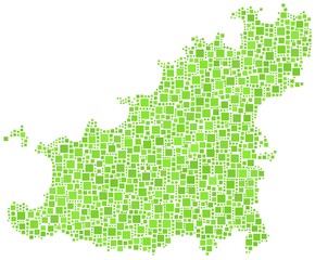 Decorative map of Guernsey in a mosaic of green squares