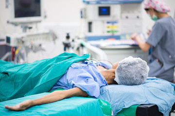 patient lay down on the bed ready for operation