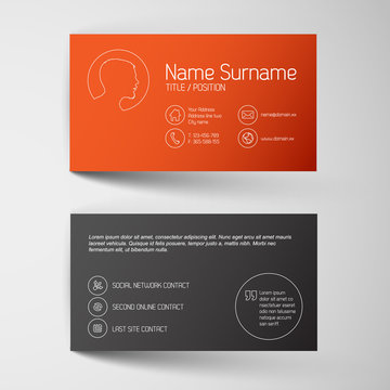 Modern red business card template with simple graphic