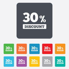 30 percent discount sign icon. Sale symbol.
