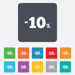 10 percent discount sign icon. Sale symbol.