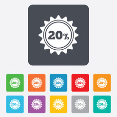 20 percent discount sign icon. Sale symbol.