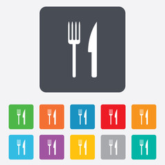 Eat sign icon. Cutlery symbol. Fork and knife.