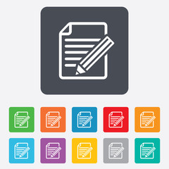 Edit document sign icon. Edit content button.