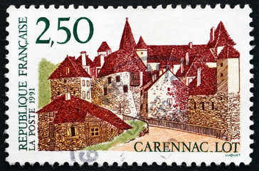 Postage stamp France 1991 Carennac Castle, Lot Department