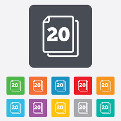 In pack 20 sheets sign icon. 20 papers symbol.