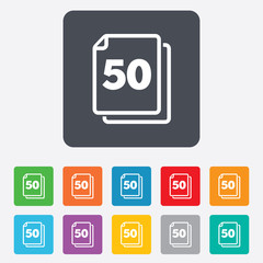 In pack 50 sheets sign icon. 50 papers symbol.