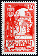 Postage stamp France 1952 Abbey of the Holy Cross, Poitiers
