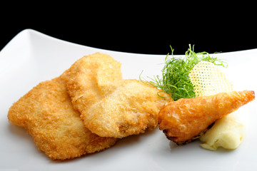 Pork chop (vienna steak) and  fried gourmet potato roll