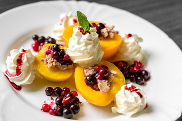 Delicious dessert with fruit