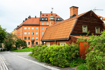 Fototapeta na wymiar Houses at Sodermalm in Stockholm. Sweden