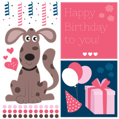 Happy birthday dog vector illustration