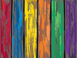 Colored old wooden fence background. Vector