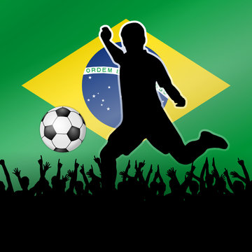 fussballspieler publikum brasilien fahne I