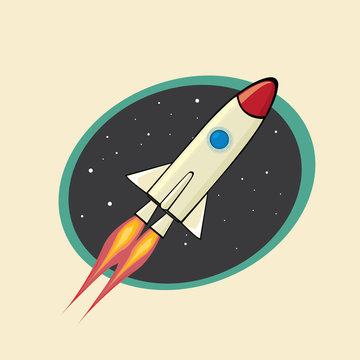 vintage style retro poster of Space rocket