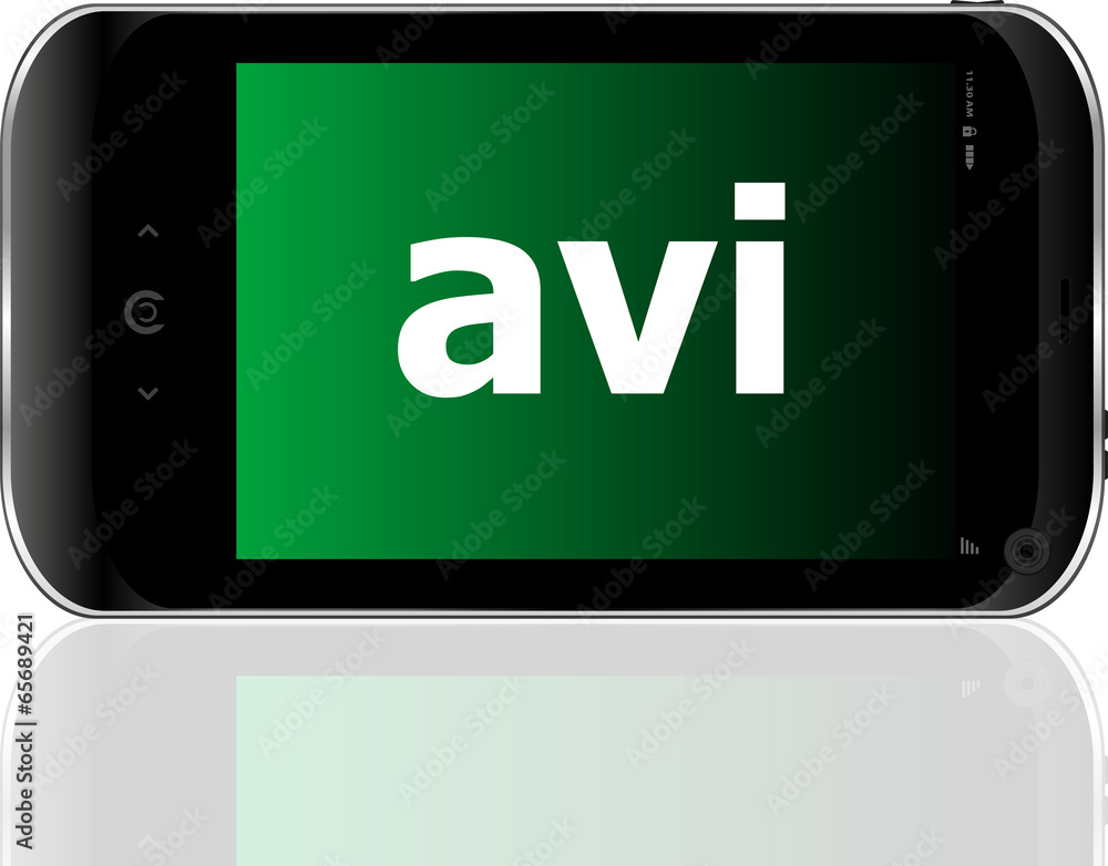 Aufkleber web development concept: smartphone with word avi on display
