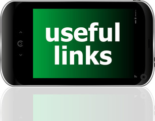 useful links word on smart mobile phone, internet concept