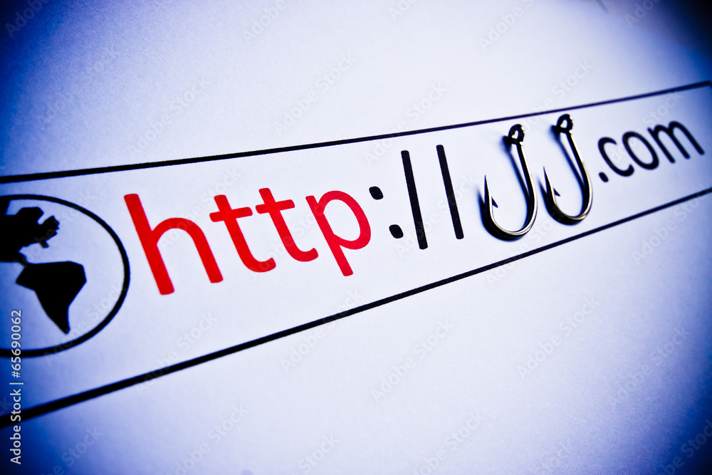 Wall mural unsecured http connection - phishing website concept