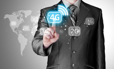 Businessman pushing 4g